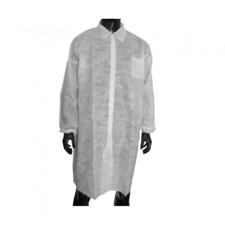 Disposable non-woven lab coat with buttons (10 pcs)