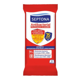 Septona Refresh antibacterial hand wipes 75% ethanol (15 pcs)