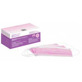 SoftCare face masks 3ply Type II with earloop pink (50 pcs)